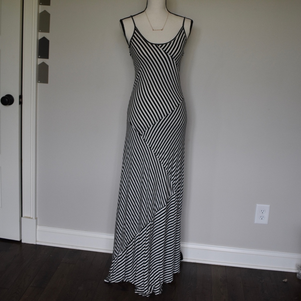 NWOT black & white striped maxi dress